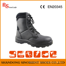 Black Action Leather Botas militares baratas Snf509